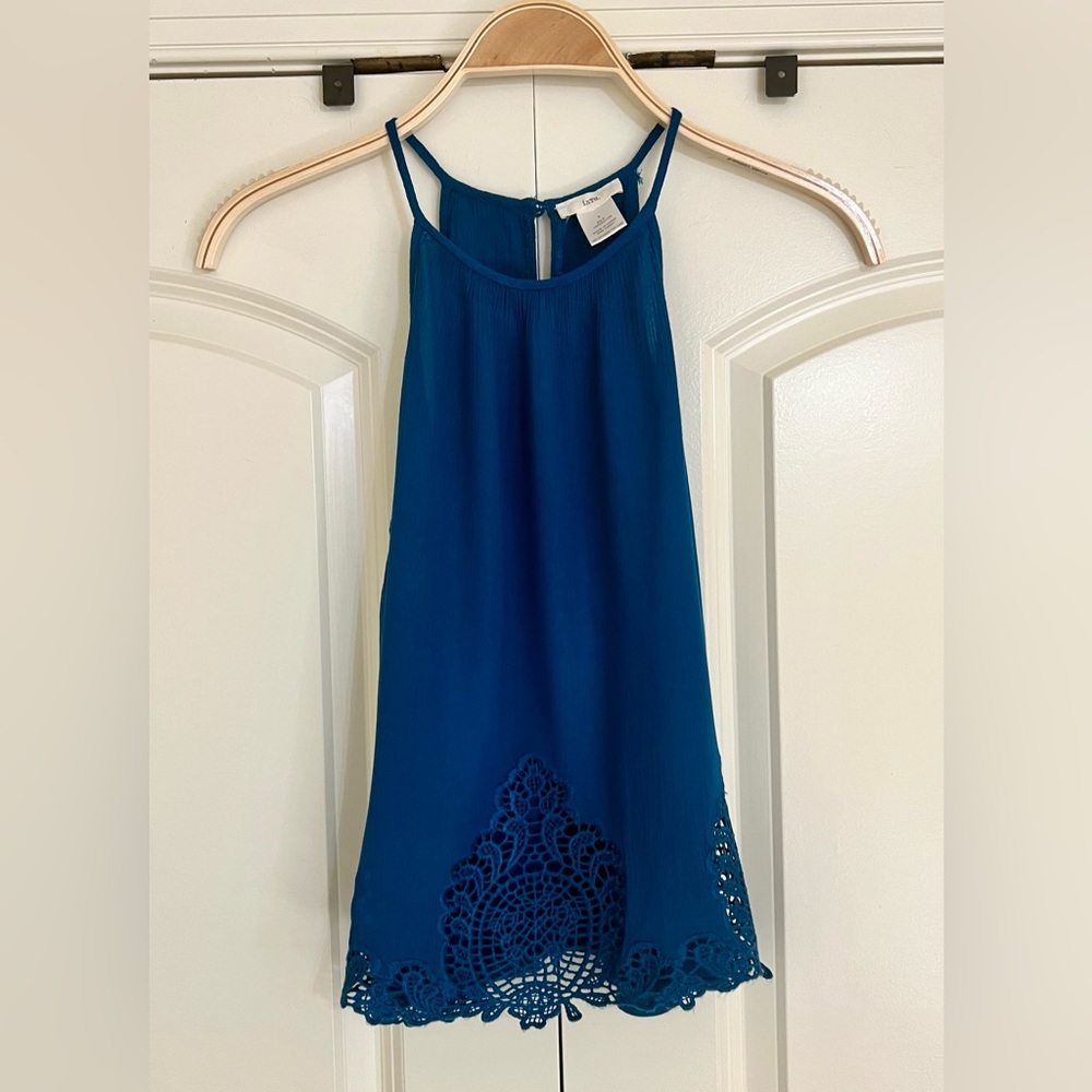 InTu Peekaboo Sleeveless Top - Prussian Blue Size Small